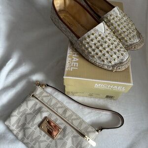 Michael Kors Leather Espadrille Flats and Matching Pochette Bag *BUNDLE*